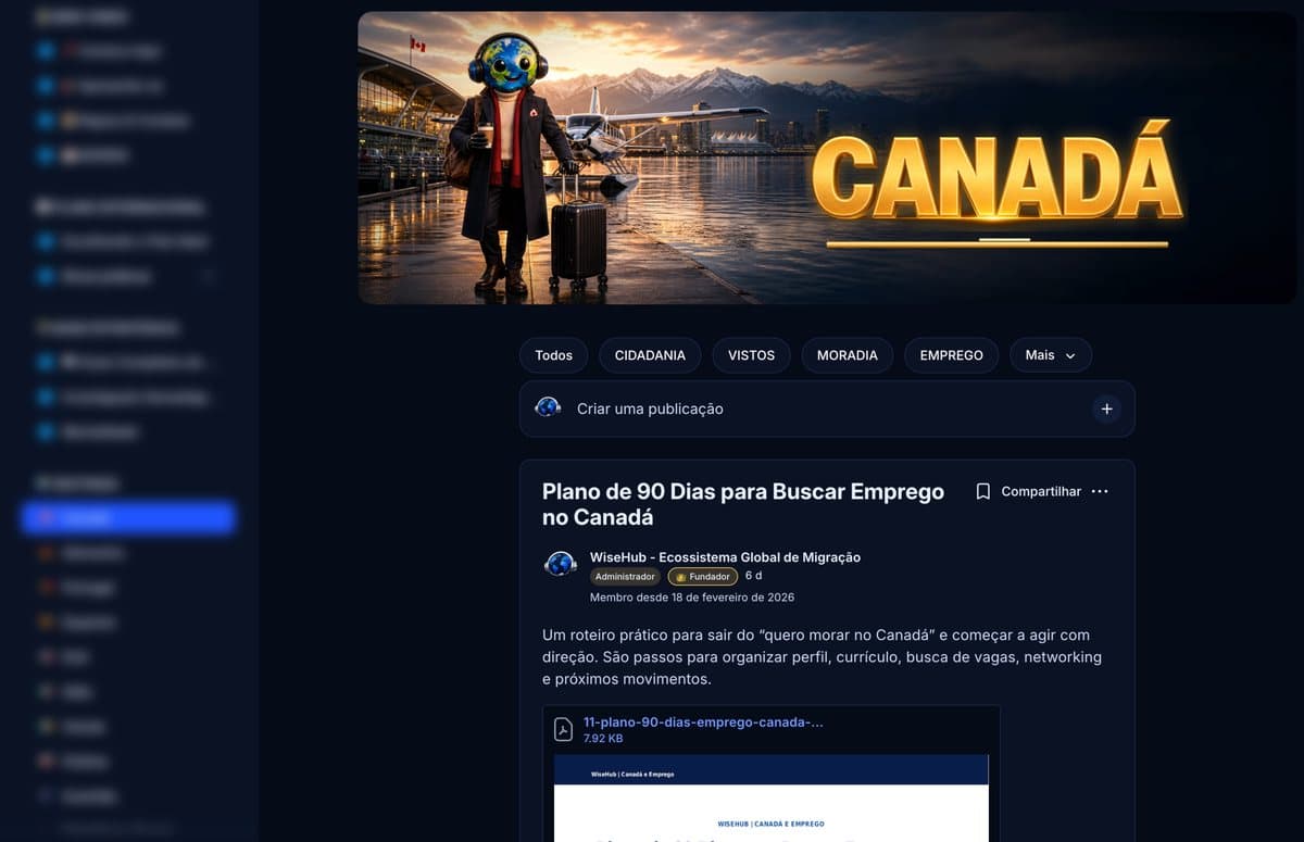 Print da comunidade WiseHub: Espaço Canadá