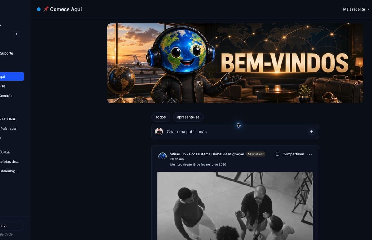 Print da comunidade WiseHub: Comece Aqui