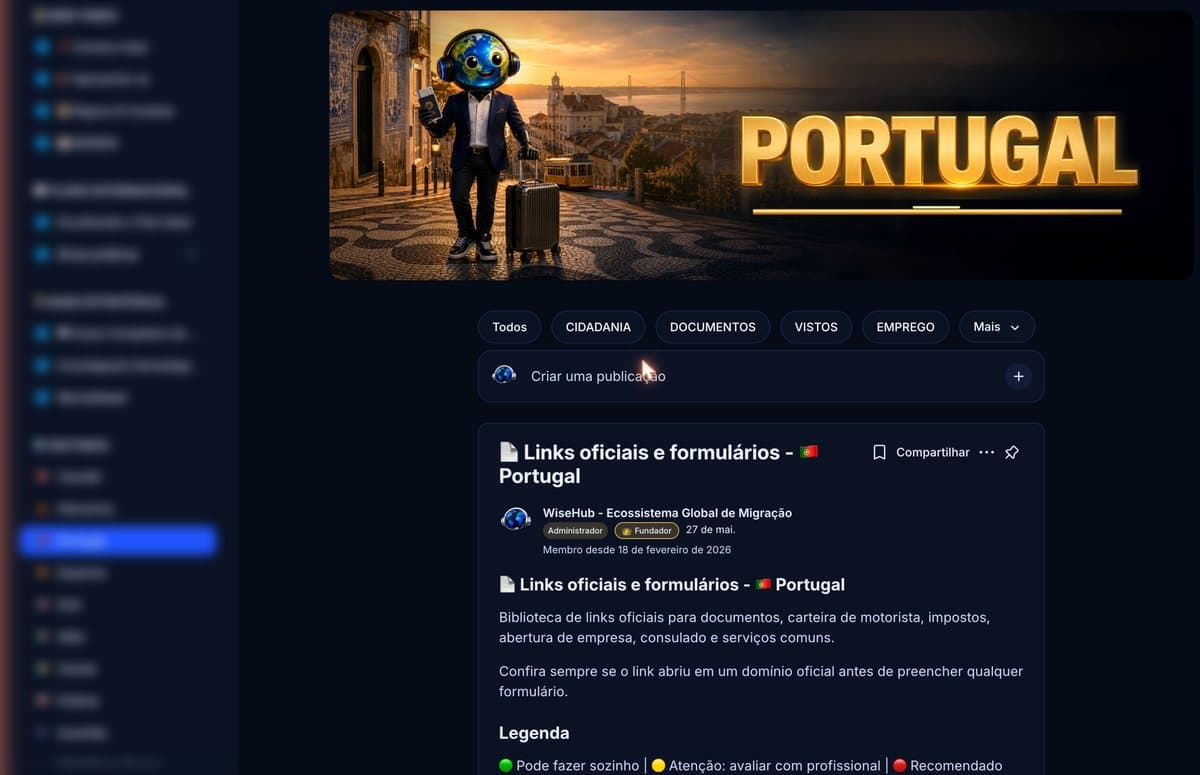Print da comunidade WiseHub: Espaço Portugal